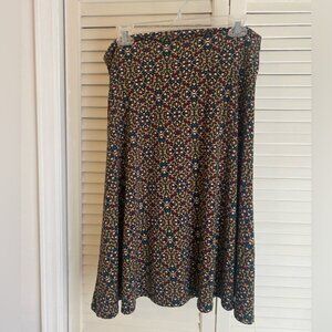 LulaRoe Azure Swing Skirt Geometric Print With Stretch Waist Size L
